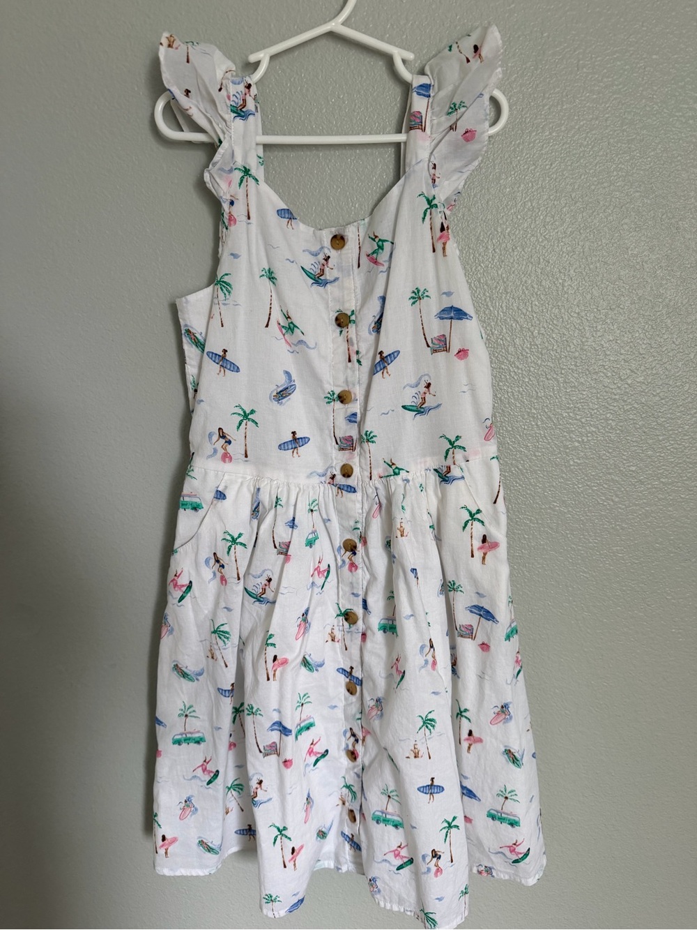 Janie and Jack White Beach-Print Sundress with Buttons - 12